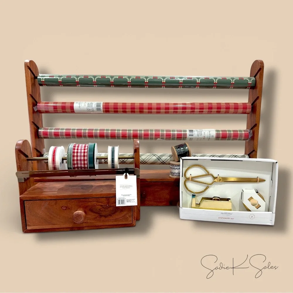 Brass & Wood‎ Gift Wrap and Ribbon Holder - Hearth & Hand Magnolia, Target 2025
